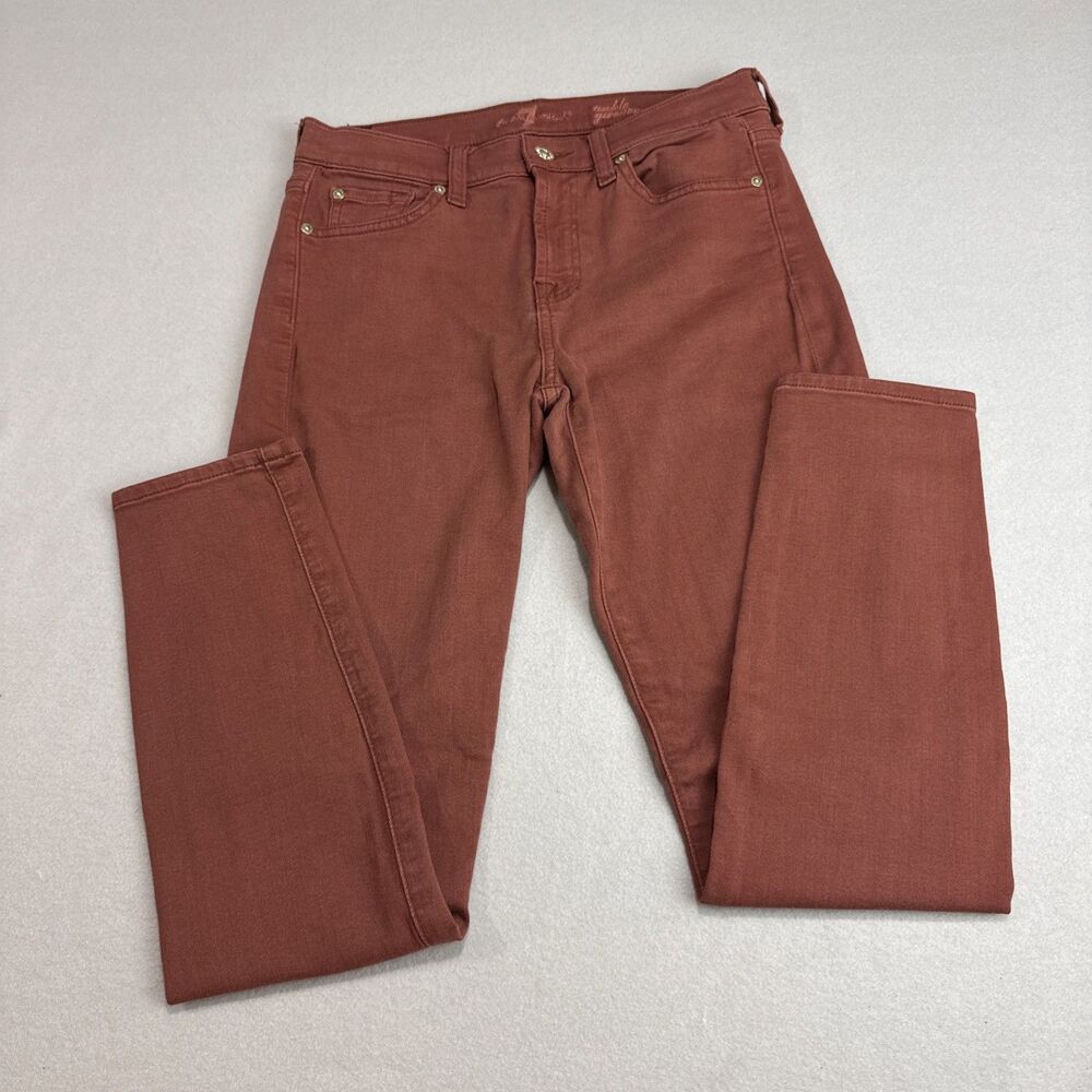 7 For All Mankind Women Sz 27 Ankle Gwenevere Peach Red Slim Fit Stretch Jeans